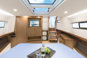 Fjord 44 open | Master cabin with double berth, one wardrobe, sideboard, vanitiy table with seat and safe. | Fjord